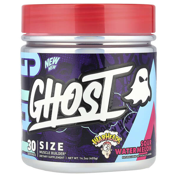 Ghost Size, Muscle Builder, Warheads® Sour Watermelon, 14.3 oz (405 g)