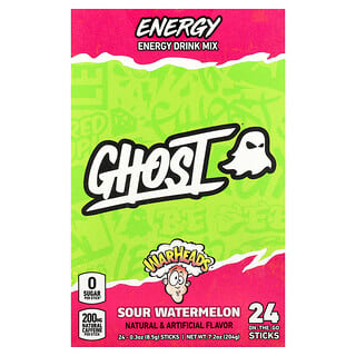 Ghost, Mezcla para preparar bebidas energéticas, Warheads®, Sandía ácida, 24 sobrecitos para llevar a todos lados, 8,5 g (0,3 oz) cada uno