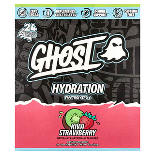 Ghost, Eletrólitos para Hidratação+, Kiwi e Morango, 24 Bastões para Consumo em Qualquer Lugar, 8,5 g (0,3 oz) Cada