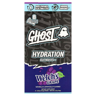 Ghost, Hydration Eletrólitos+, Uva Welch's®, 8 Bastões para Consumo em Qualquer Lugar, 9,5 g (0,34 oz) Cada