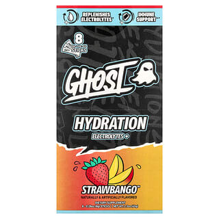 Ghost, Hydration Eletrólitos+, Strawbango™, 8 Bastões para Consumo em Qualquer Lugar, 8 g (0,28 oz) Cada