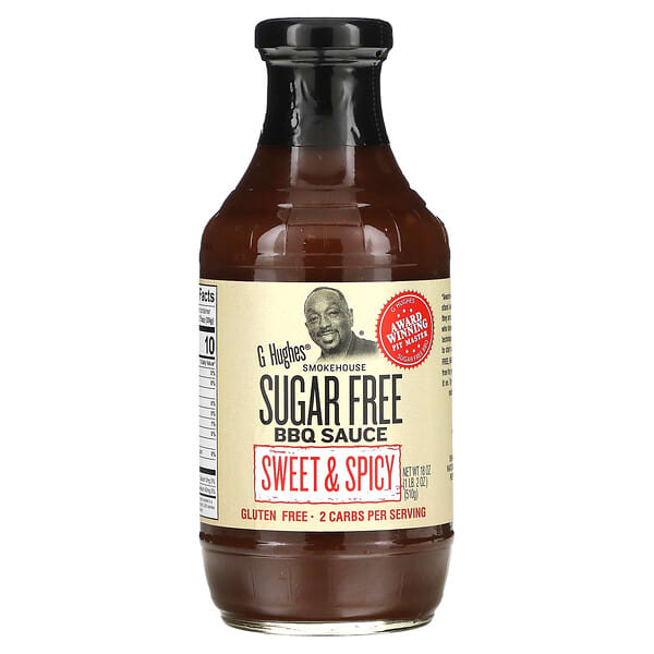 G Hughes, Sugar Free BBQ Sauce, Sweet & Spicy, 1 lb 2 oz (510 g)