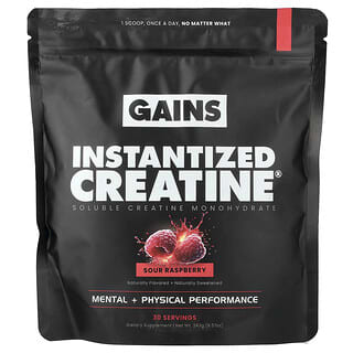 GAINS, Instantized Creatine®, Soluble Creatine Monohydrate, Sour Raspberry, 8.57 oz (243 g)