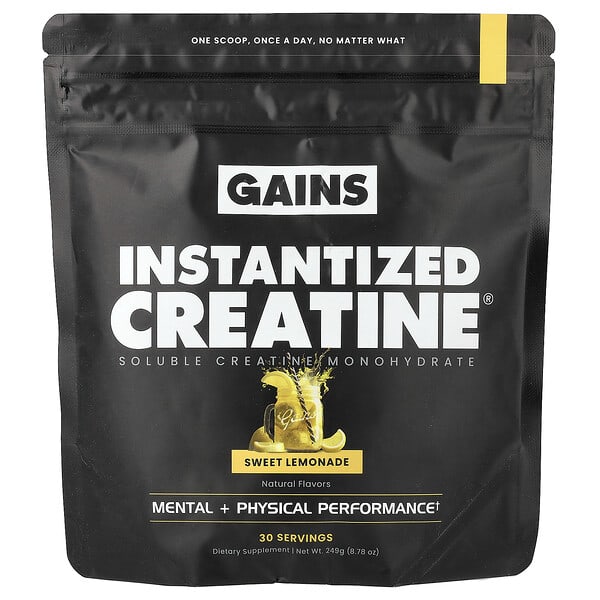 GAINS, Instantized Creatine®, Soluble Creatine Monohydrate, Sweet Lemonade, 8.78 oz (249 g) — product photo 1