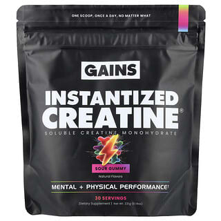 GAINS, Instantized Creatine®, растворимый моногидрат креатина, со вкусом кислой жевательной таблетки, 231 г (8,14 унции)