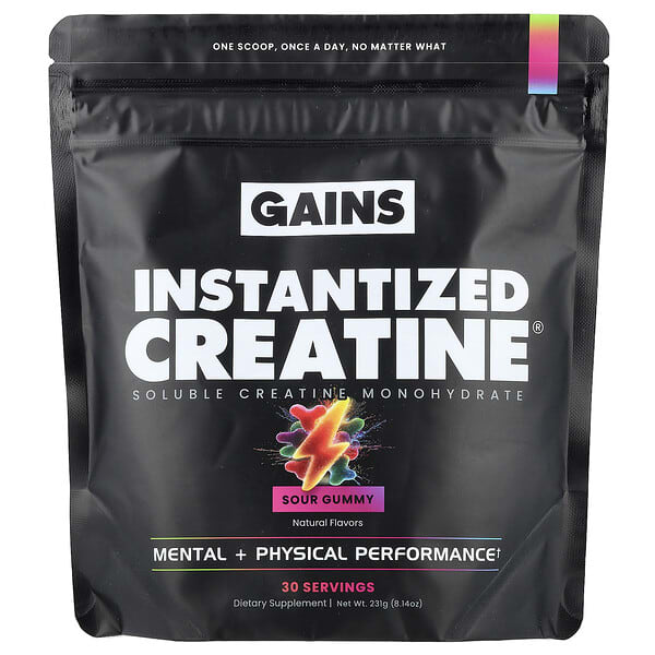 GAINS, Instantized Creatine®, Soluble Creatine Monohydrate, Sour Gummy, 8.14 oz (231 g) — product photo 1