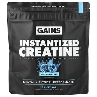 GAINS, Instantized Creatine®, løselig kreatinmonohydrat, blå bringebær, 8,14 oz (231 g)