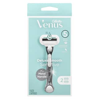 Gillette, Venus, Deluxe Smooth Sensitive Razor & Cartridges, 1 Razor 2 Cartridges