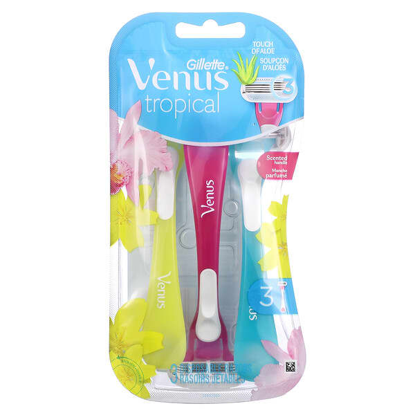 Gillette, ヴィーナス(Venus)、トロピカルディスポーザブルレザー、カミソリ本体3本