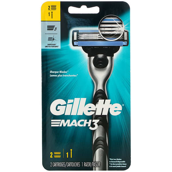 Gillette, Afeitadora Mach3, 1 afeitadora y 2 cartuchos (Producto descontinuado) 