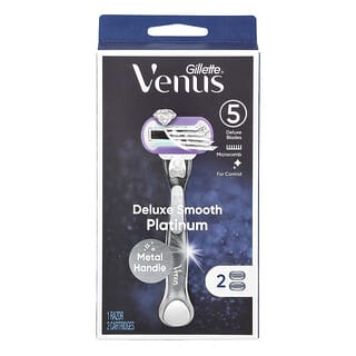 Gillette, Venus, Deluxe Smooth Platinum, 1 maquinilla de afeitar, 2 cartuchos