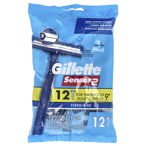 Gillette, Sensor2，一次性剃鬚刀，固定，12 個刀頭