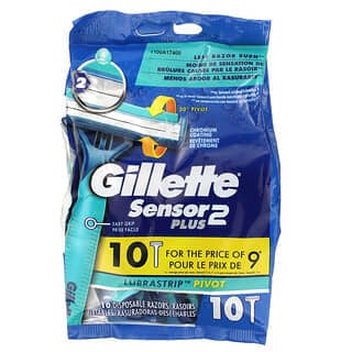 Gillette, Sensor 2 Plus, Pivoting Head, Disposable Razors, 10 Count