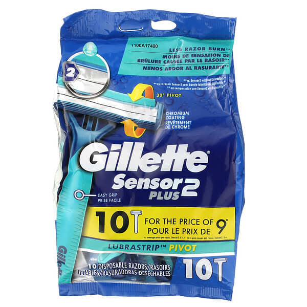 Gillette, Sensor 2 Plus，旋轉頭，一次性剃鬚刀，10 把
