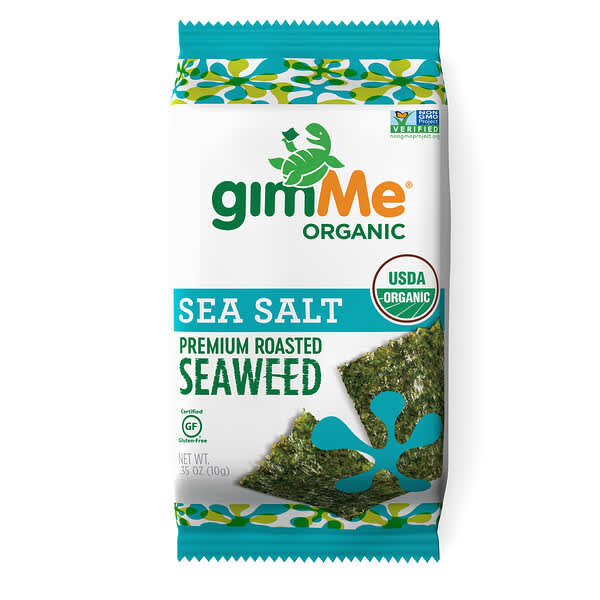gimMe‏, أعشاب بحرية محمصة ممتازة ، ملح البحر ، .35 أونصة (10 جم)