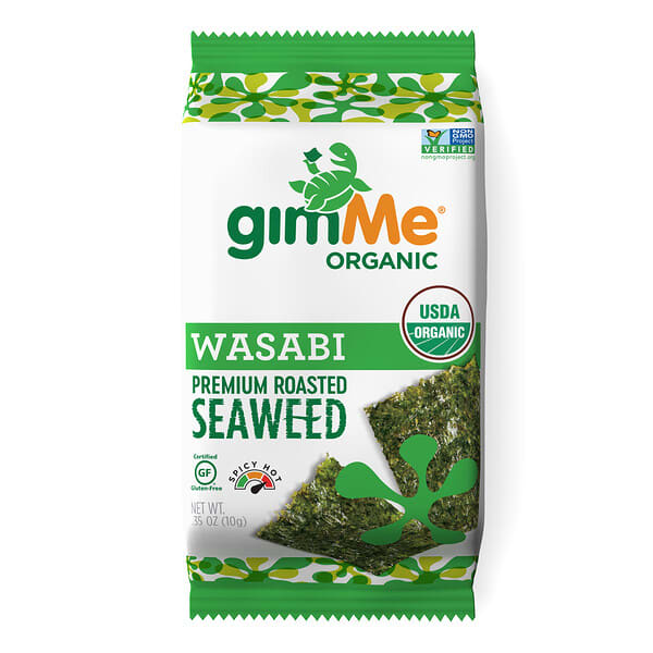 gimMe, Premium Roasted Seaweed, Wasabi, 0.35 oz (10 g)