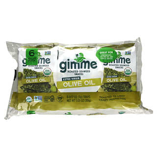 gimMe, Algas marinas tostadas prémium, aceite de oliva extra virgen, paquete de 6. 5 g (0,17 oz) cada uno