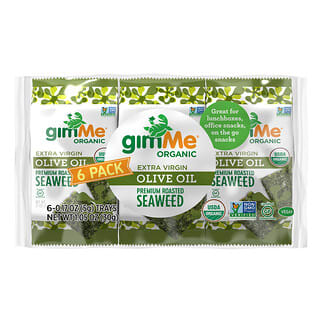 gimMe, Algas marinas tostadas prémium, aceite de oliva extra virgen, paquete de 6. 5 g (0,17 oz) cada uno 