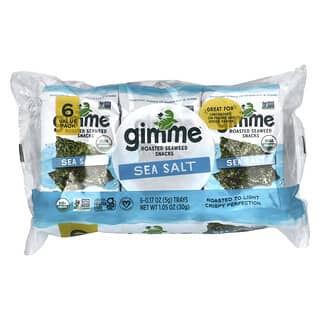 gimMe, Roasted Seaweed Snacks, Sea Salt, 6 Pack, 0.17 oz (5 g) Each