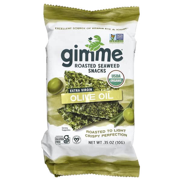 gimMe, Premium Roasted Seaweed, Extra Virgin Olive Oil, 0.35 oz (10 g)