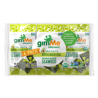 gimMe, Algues grillées de qualité supérieure, sel de mer et huile d'avocat, paquet de 6. 4,5 g chacun