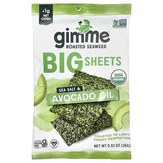 gimMe, Roasted Seaweed, Big Sheets, Sea Salt & Avocado Oil, 0.92 oz (26 g)
