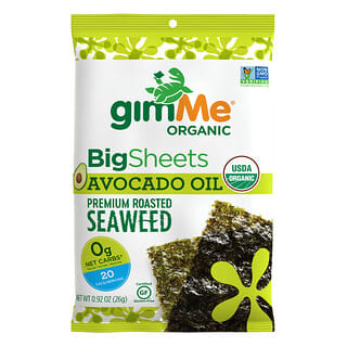 gimMe, Algas marinas tostadas prémium, Láminas grandes, Aceite de aguacate, 26 g (0,92 oz)