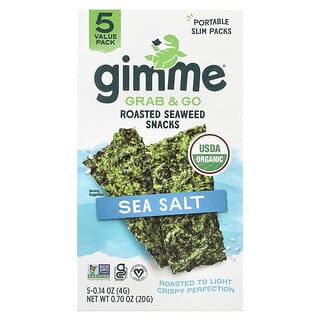 gimMe, Grab & Go Roasted Seaweed Snacks, geröstete Algen-Snacks, Meersalz, 5er-Pack, je 4 g (0,14 oz.).