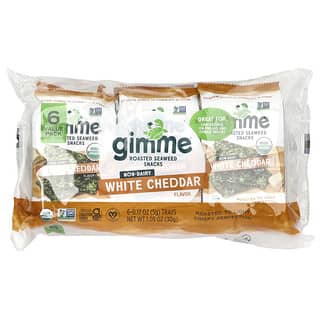 gimMe, Roasted Seaweed Snacks, White Cheddar, 6 Pack, 0.17 oz (5 g) Each