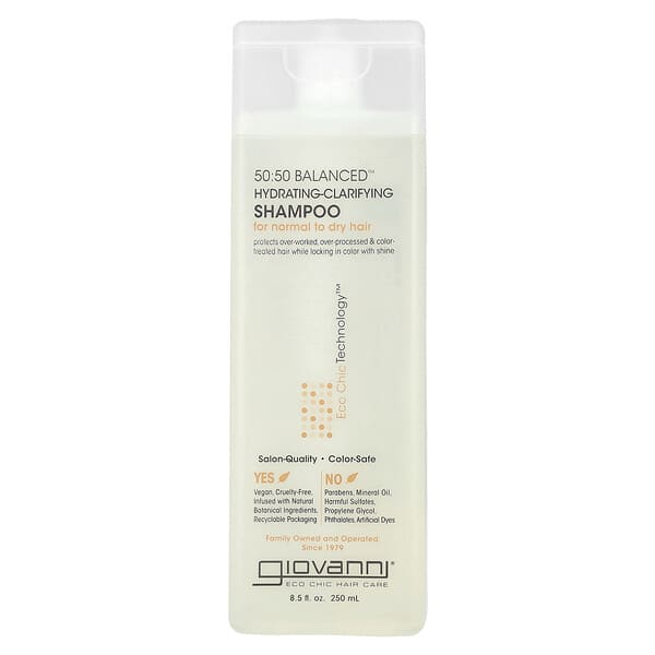 Giovanni, 50:50 Balanced, 하이드레이팅-클래리파잉 샴푸, 중성 및 건성 모발용, 250ml(8.5fl oz)