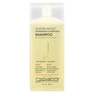 Giovanni, Shampooing hydratant-clarifiant équilibré 50:50, Pour cheveux normaux à secs, 60 ml