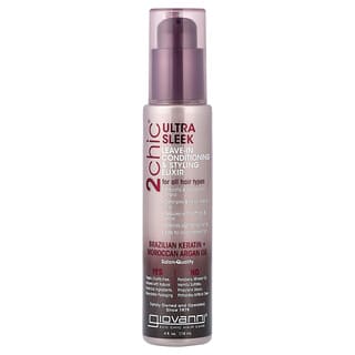 Giovanni, 2chic®, Ultra Sleek Leave-In Conditioning & Styling Elixir, For All Hair Types, Brazilian Keratin + Moroccan Argan Oil, 4 fl oz (118 ml)