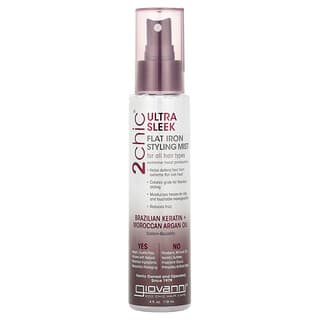 Giovanni, 2chic, Ultra Sleek Flat Iron Styling Mist, ultraglatt Glätteisen-Stylingspray, brasilianisches Keratin + marokkanisches Arganöl, 118 ml (4 fl. oz.)