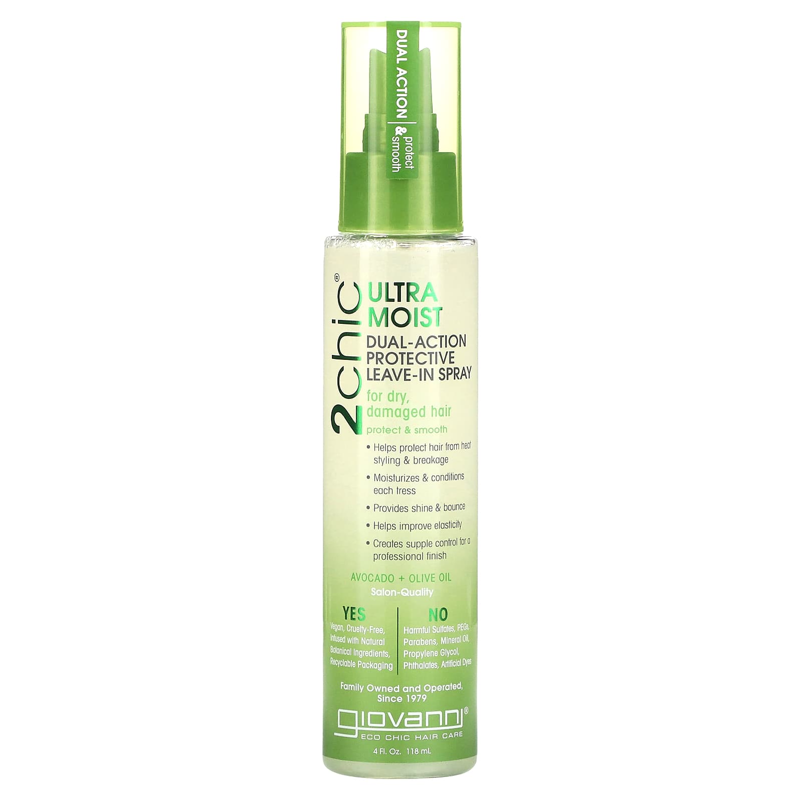 Giovanni, 2chic, Ultra-Moist Dual Action Protective Leave-In Spray, For  Dry, Damaged Hair, Avocado + Olive Oil, 4 fl oz (118 ml)