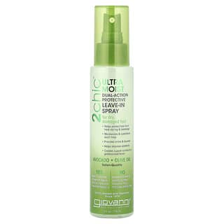 جيوفاني‏, 2chic، رذاذ الترطيب الفائق بدون شطف ثنائي مفعول الحماية، بالأفوكادو وزيت الزيتون، 4 أونصات سائلة (118 مل)