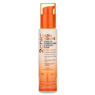 Giovanni, 2chic, Ultra-Volume Leave-In Conditioning & Styling Elixir, For Fine, Limp Hair, Papaya + Tangerine Butter, 4 fl oz (118 ml)