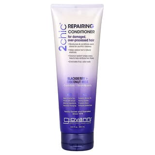Giovanni, 2chic®, Acondicionador reparador, Para cabello dañado y con exceso de procesos, Leche de zarzamora y coco, 250 ml (8,5 oz. líq.)
