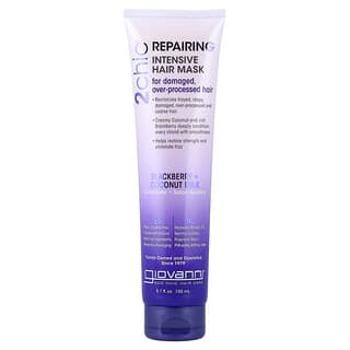 جيوفاني‏, 2chic، قناع الشعر المكثف للإصلاح، للشعر التالف والمتأثر بإفراط المعالجة، بالتوت الأسود وحليب جوز الهند، 5.1 أونصة سائلة (150 مل)