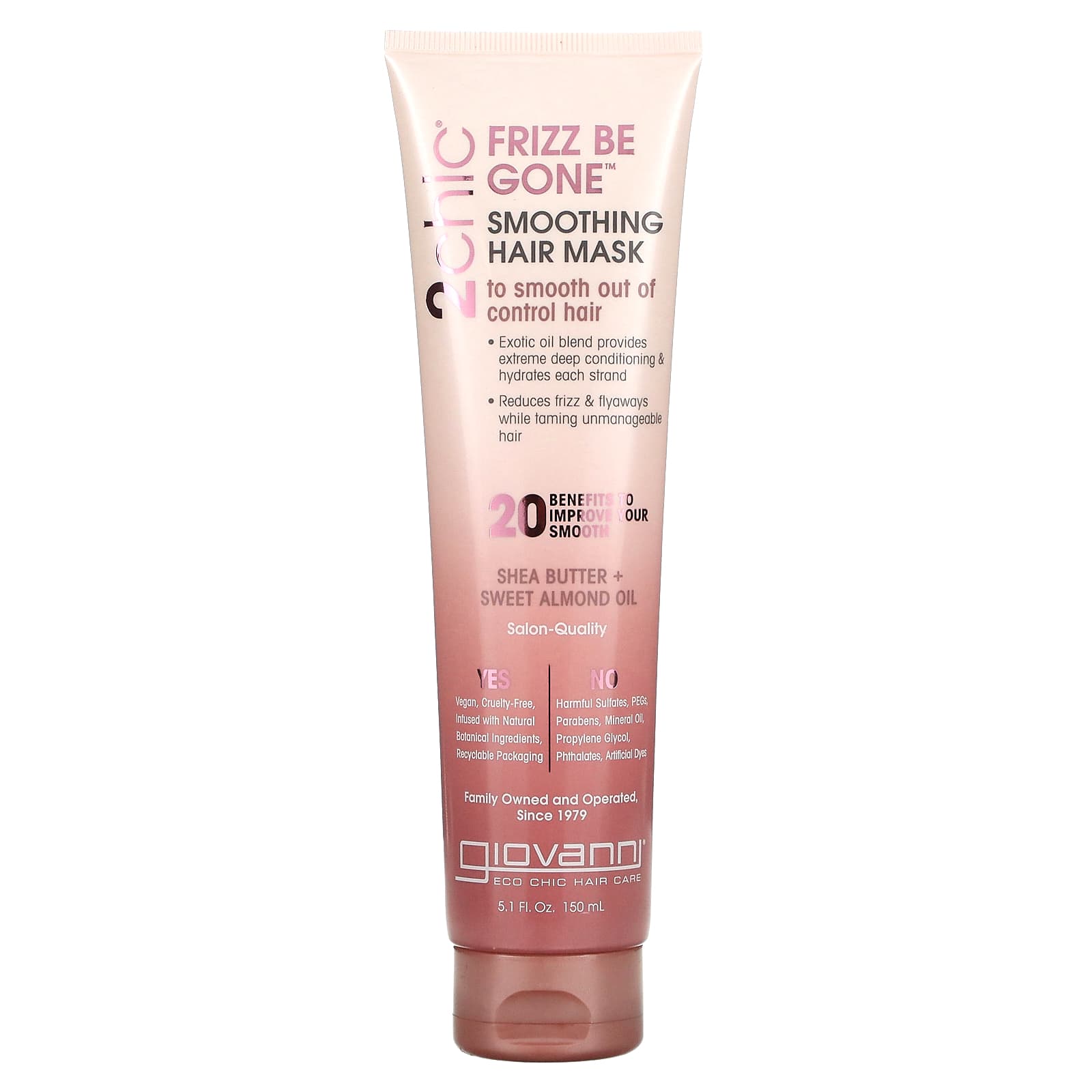 Overskyet krybdyr spand Giovanni, 2chic, Frizz Be Gone Smoothing Hair Mask, Shea Butter + Sweet Almond  Oil, 5.1 fl oz (150 ml)