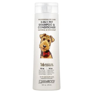 Giovanni, Soin professionnel pour animaux, Shampooing et après-shampooing 2-en-1 pour animaux, Pour chiens, Avoine et noix de coco, 473 ml