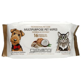 Giovanni, 专业宠物护理，多用途宠物湿巾，无香，75 片预湿湿巾