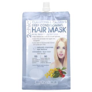 Giovanni, 2Chic，淨化舒緩深層護理髮膜，適用於乾性、中性或油性髮質，冬青 + 藍艾菊，1.75 液量盎司（51.75 毫升）