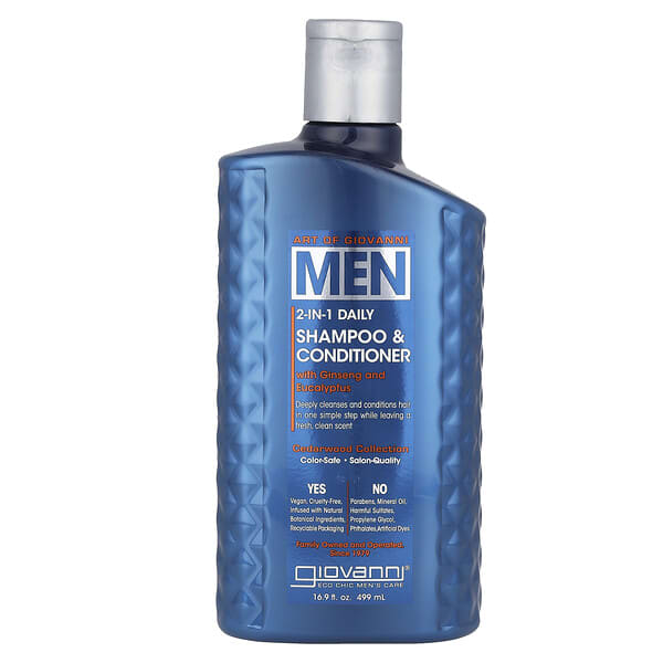 Giovanni, Art Of Giovanni, 남성용 투인원 데일리 샴푸 & 컨디셔너, 인삼 및 유칼립투스 함유, 499ml (16.9fl oz)
