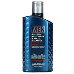 Giovanni, Art Of Giovanni, Men 2-In-1 Daily Body Wash & Facial Cleanser with Ginseng and Eucalyptus, 16.9 fl oz (499 ml)