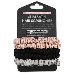 Giovanni, Slim Satin Hair Scrunchies, Blush, Black, Gray,  5 Scrunchies