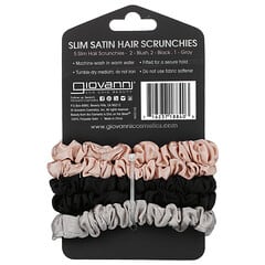 Giovanni, Slim Satin Hair Scrunchies, Blush, Black, Gray,  5 Scrunchies
