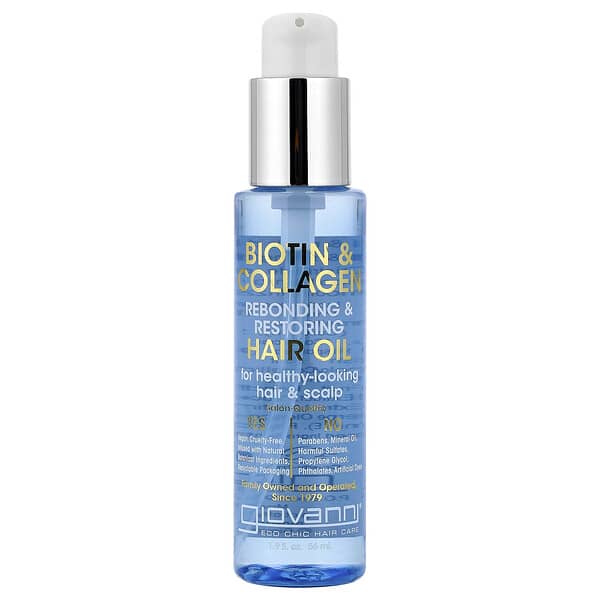 Giovanni, 비오틴 및 콜라겐 리본딩 & 리스토어링 헤어 오일, 56ml(1.9fl oz)
