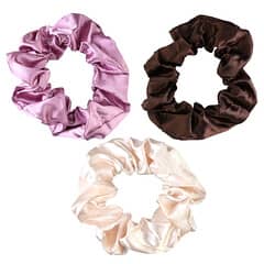 Satin Hair Scrunchies, Extra Large, Pink, Beige, Dark Brown  display picture 2