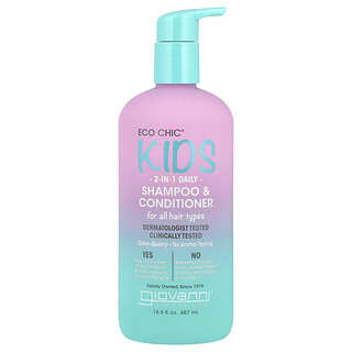 Giovanni, Eco Chic® Kids, Champú y acondicionador de uso diario 2 en 1 para niños, Para todo tipo de cabello, 487 ml (16,5 oz. líq.)