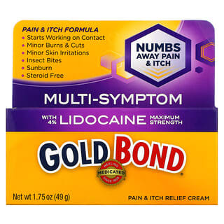 Gold Bond, Medicated، كريم تخفيف الحكة والألم يحتوي على 4% ليدوكائين، قوة قصوى، 1.75 أونصة (49 جم)